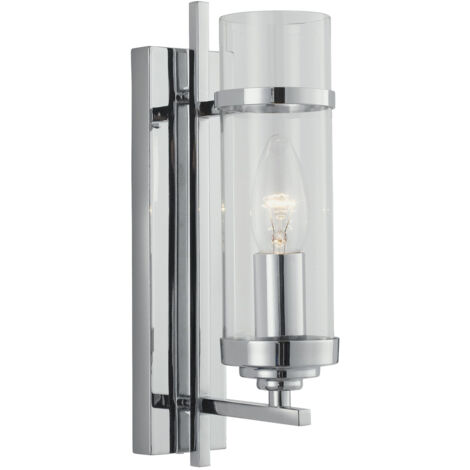 Searchlight Milo - Applique a candela con paralume in vetro a 1 luce Cromo, E14