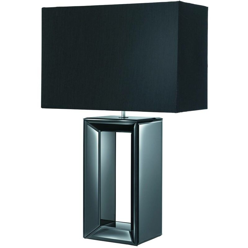 Image of Mirror - Lampada da tavolo 1 luce specchio nero con paralume, attacco E27 - Searchlight