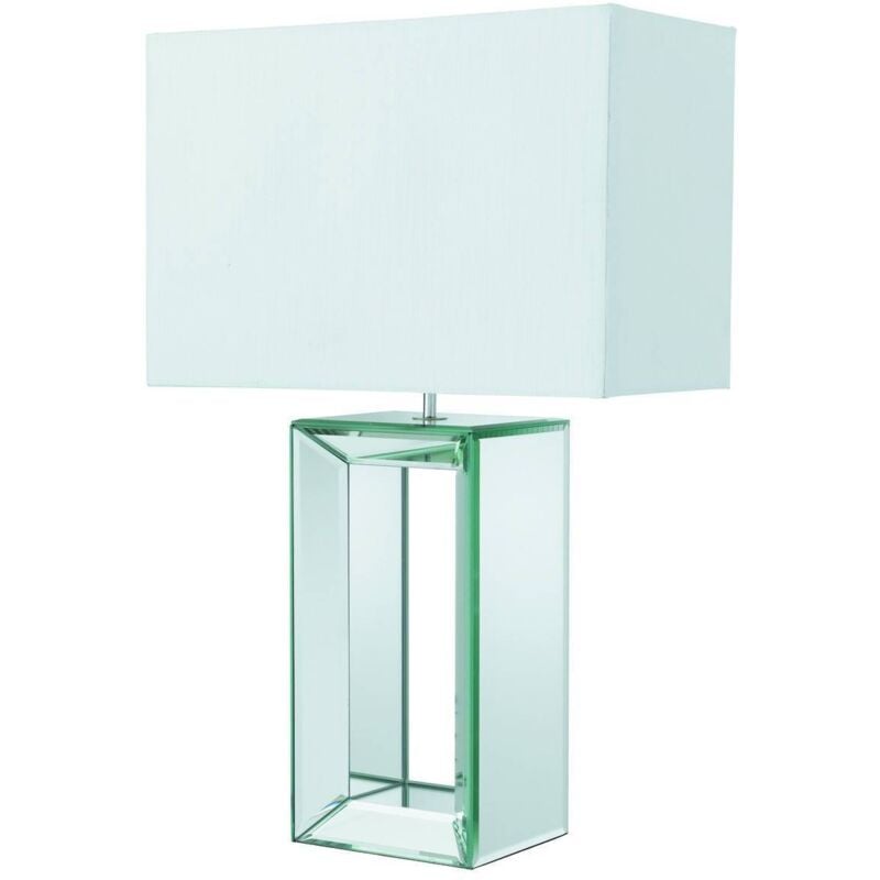 Searchlight Mirror - Specchio per lampada da tavolo a 1 luce con paralume bianco, E27