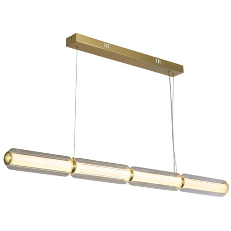 Searchlight Mod Lampada a sospensione a LED, metallo ottone satinato, acrilico opalino e vetro trasparente
