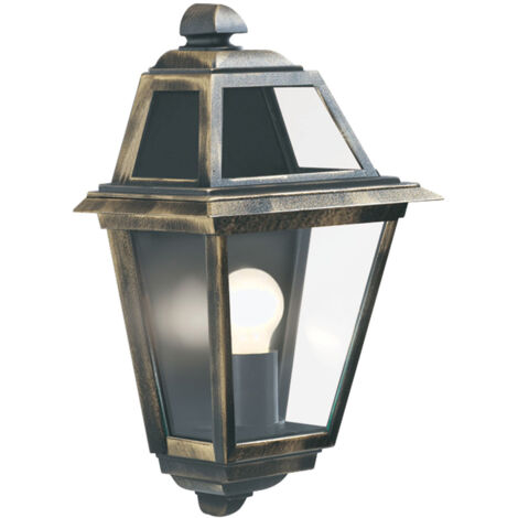 Searchlight New Orleans - Lanterna da parete per esterno da giardino 1 luce nera, oro IP44, E27