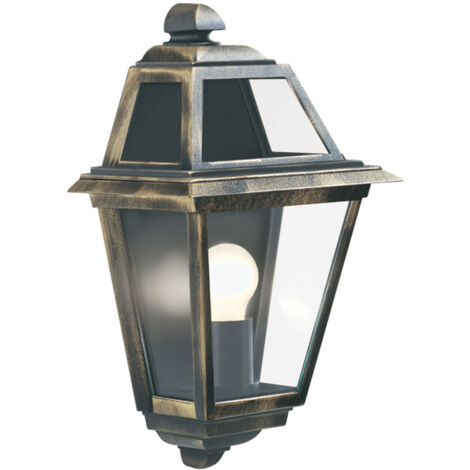 Searchlight New Orleans - Lanterna da parete per esterno da giardino 1 luce nera, oro IP44, E27