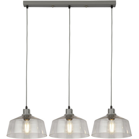 Searchlight Odeon Lampadario a sospensione a 3 barre luminose in metallo grigio e vetro