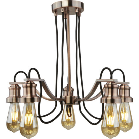 Searchlight Oliva - Lustre à 5 ampoules noir, fini chromé, E27