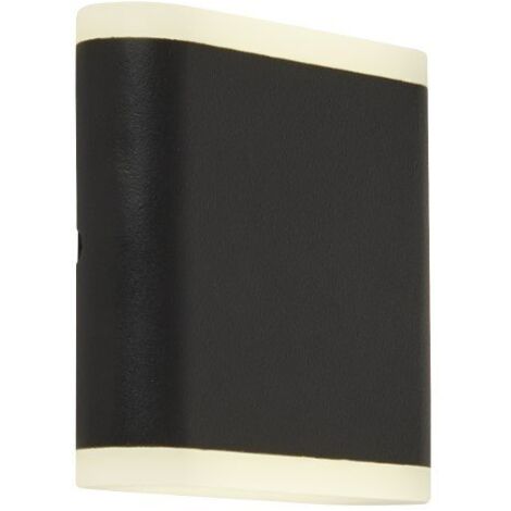 Searchlight Outdoor Led Up Down Applique Murale - Noir Mat Avec Diffuseur Givré