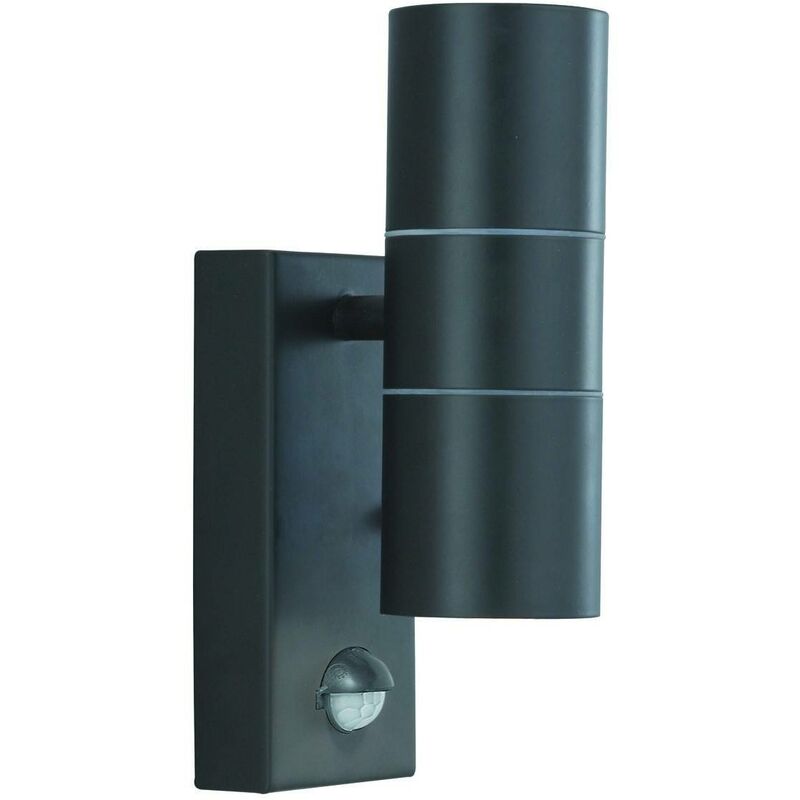 Image of Searchlight - Outdoor - Outdoor Up Down Wall 2 luci in alluminio pressofuso nero con sensore di movimento IP44, GU10