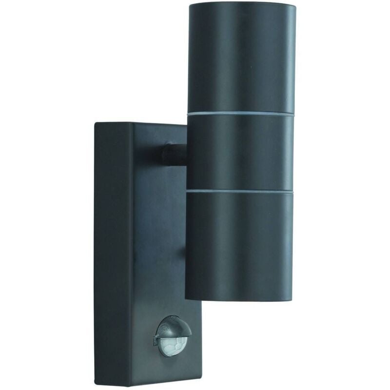 Outdoor - Outdoor Up Down Wall 2 luci in alluminio pressofuso nero con sensore di movimento IP44, GU10 - Searchlight