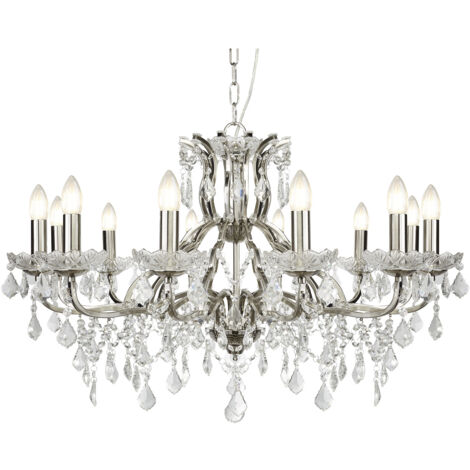 Searchlight Paris - Lampadario a 12 luci con finitura argento satinato, attacco E14