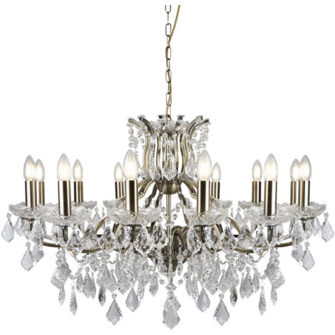 Searchlight Paris - Lampadario a 12 luci con finitura in ottone anticato, attacco E14