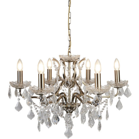 Searchlight Paris - Lampadario a 6 luci con finitura in ottone anticato, attacco E14