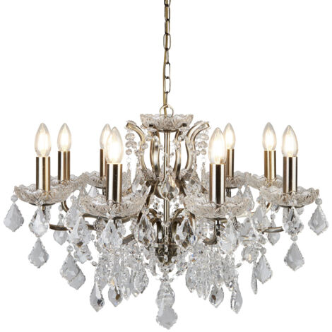 Searchlight Paris - Lampadario a 8 luci con finitura in ottone anticato, attacco E14