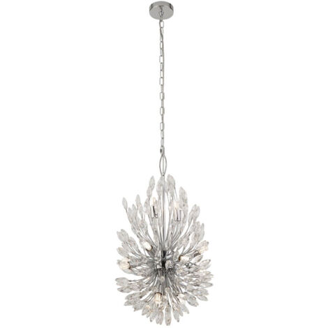 Searchlight Peacock Suspension à 14 ampoules, cristal