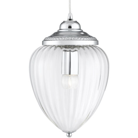 Searchlight Pineapple - Paralume in vetro rigato cromato a 1 luce, E27
