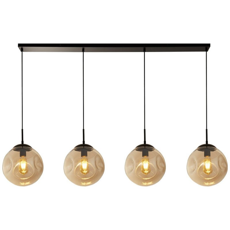 Punch 4 Light Bar Pendant, Black, Champagne Punched Glass - Searchlight