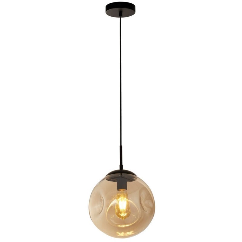 Punch Pendant Black, Champagne Punched Glass - Searchlight