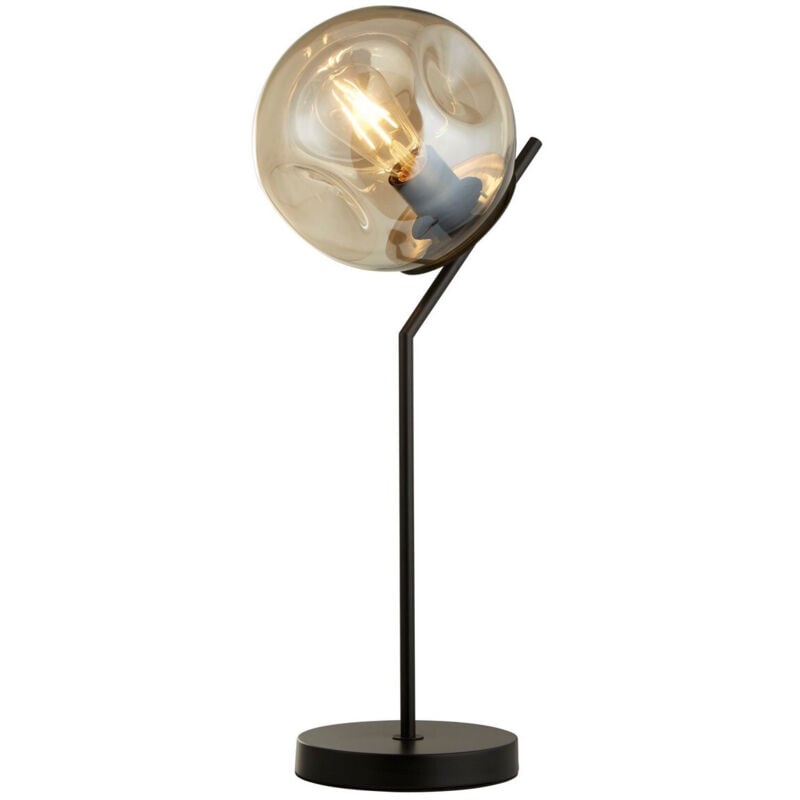 Searchlight - Punch Table Lamp Black, Champagne Punched Glass