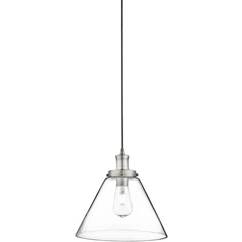 Searchlight Pyramid - Lampadario a 1 luce argento satinato, paralume in vetro, attacco E27