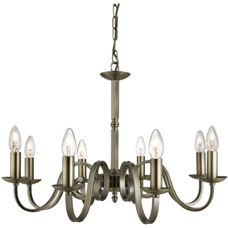 Searchlight Richmond - Lampadario a 8 luci con finitura in ottone anticato, attacco E14