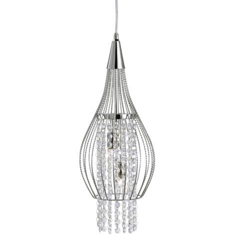 Searchlight Rocket - Plafonnier à 2 ampoules au fini chrome avec cristaux de verre, G9