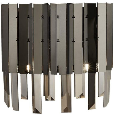 Searchlight Rotunda Applique murale à 2 ampoules, noir, cristal fumé