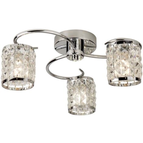 Searchlight Royal - Semi-encastré chromé à 3 ampoules IP44, avec cristal, verre, G9
