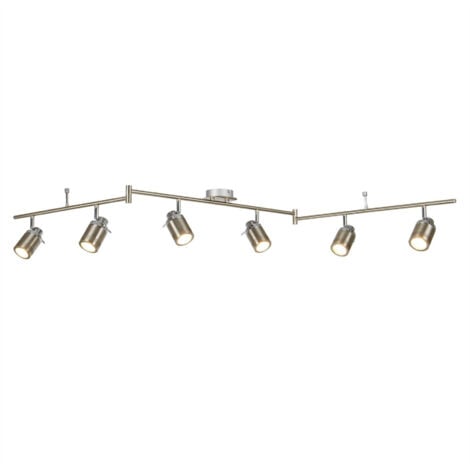 Searchlight Samson - 6 Light Bathroom Ceiling Spotlight Bar Satin Silver IP44, GU10