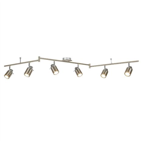 Searchlight Samson - Barre de projecteur de plafond de salle de bains à 6 ampoules argent satiné IP44, GU10