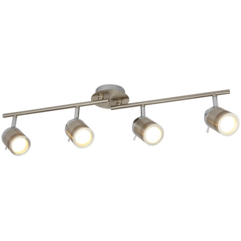 Searchlight Samson - Faretto da Soffitto a 4 Luci per Bagno Bar Argento Satinato IP44, GU10