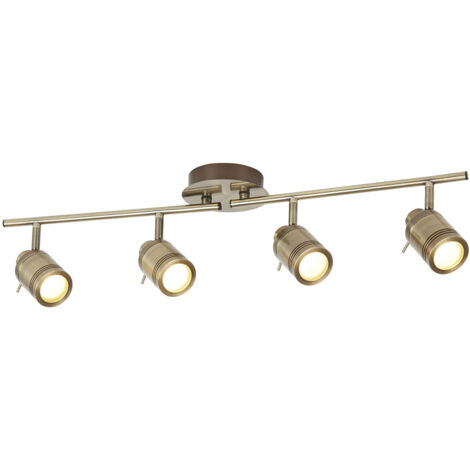 Searchlight Samson - Faretto da Soffitto a 4 Luci per Bagno Bar Ottone Antico IP44, GU10
