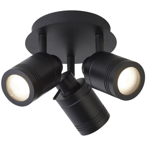 Searchlight Samson Plaque de spot de salle de bain à 3 lumières IP44, noir mat IP44