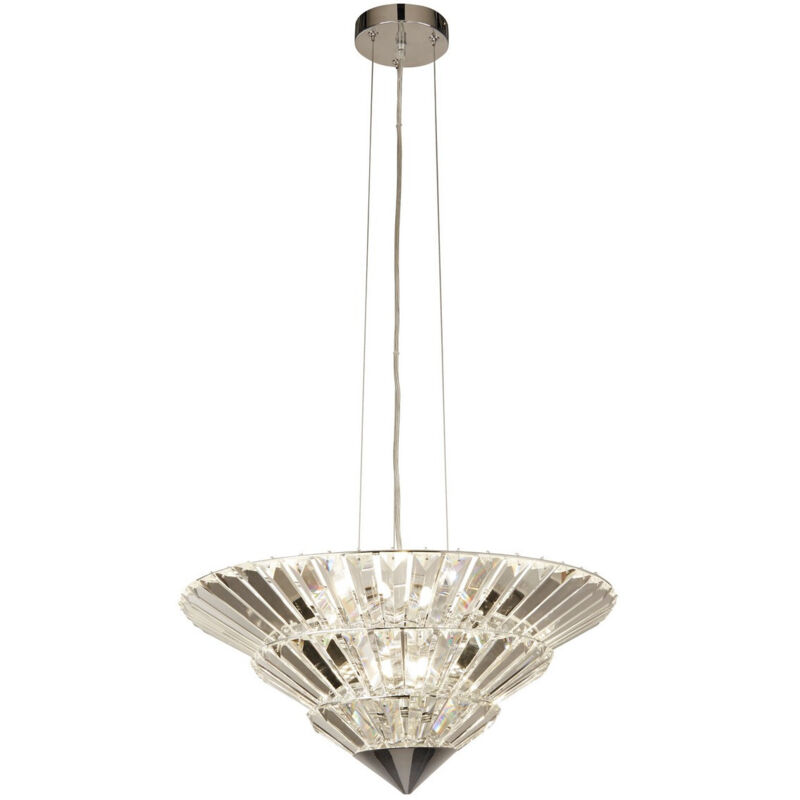 Lampadario Contemporaneo Savana Acciaio Cromo Vetro Trasparente 8 L...