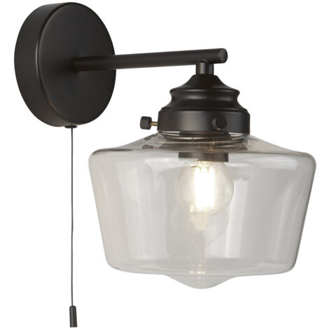 Searchlight School House Applique 1 Luce, Nero, Vetro Opale IP44