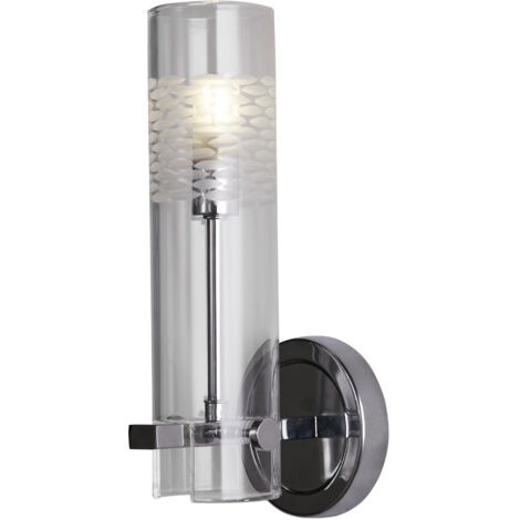 Searchlight Scope Applique murale de salle de bain, chrome, verre gravé transparent