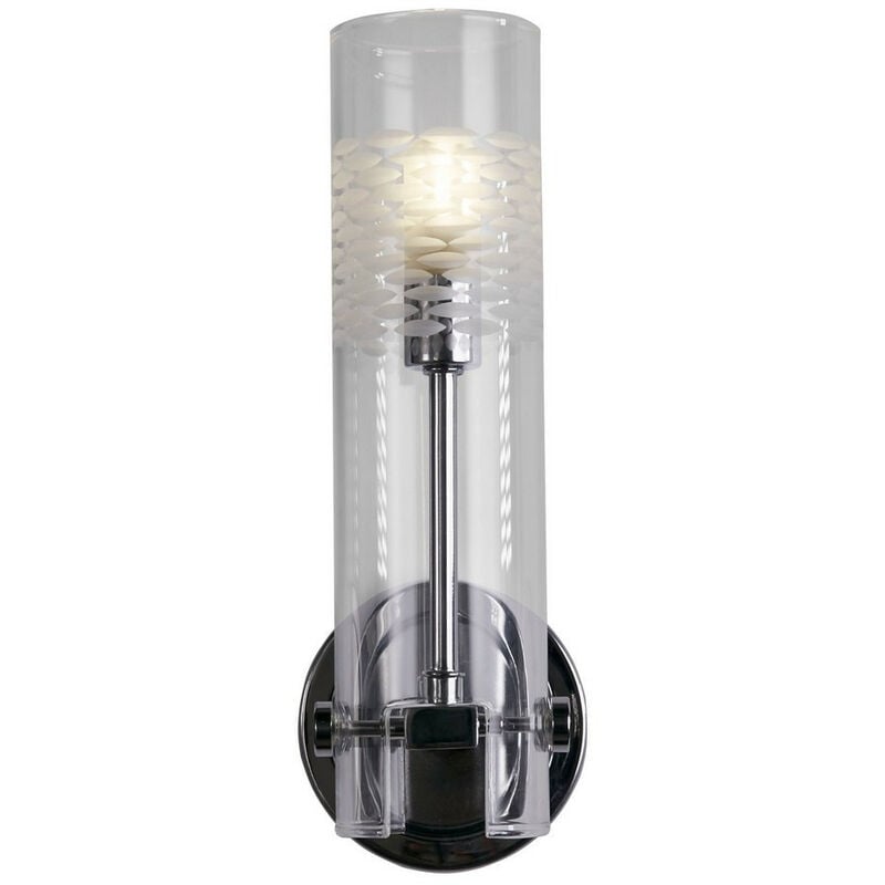 Image of Scope Lampada da parete per bagno, cromata, vetro trasparente acidato - Searchlight