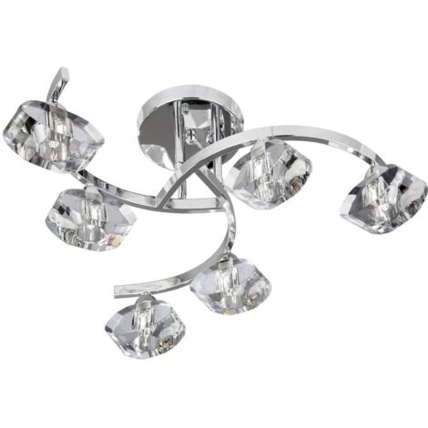 Searchlight Sculptured Ice - Plafoniera multibraccio semi-incassata a 6 luci cromo e vetro K9, G9