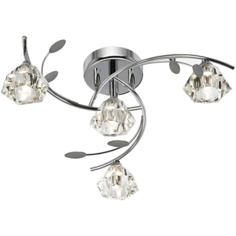 Searchlight Sierra - Soffitto multibraccio a 4 luci semi-incasso cromato e vetro, G9