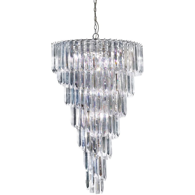 Lampadario Contemporaneo Sigma Acciaio Cromo Policarbonato 9 Luci E14