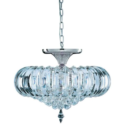 Searchlight Sigma - Plafonnier semi-affleurant à 5 ampoules chrome avec décoration en cristal, E14