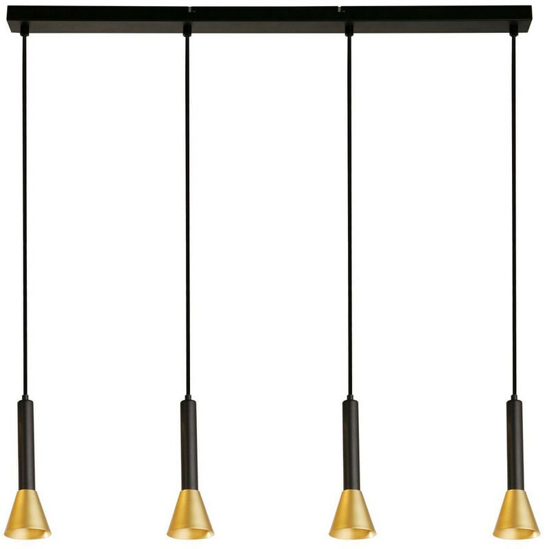 Searchlight Signal 4 Light Bar Pendant Black, Gold Metal