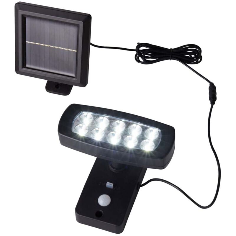 Applique murale extérieure lumineuse solaire led détecteur de mouvement noir h 17 cm