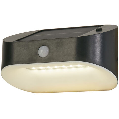 Searchlight Solar Lampada da parete per esterni in metallo nero e policarbonato bianco