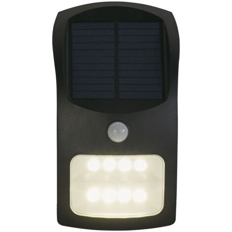 Searchlight Solar Lampada da parete per esterni in metallo nero e policarbonato bianco