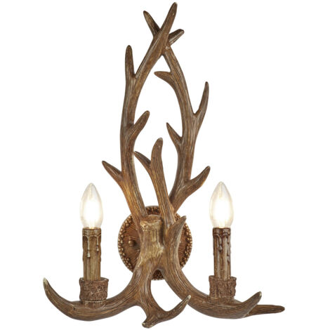 Searchlight Stag - Applique da parete per interni a 2 luci marrone rustico, E14