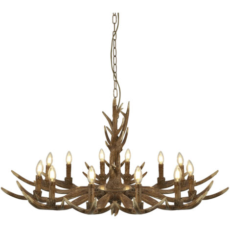 Searchlight Stag - Lampadario a 12 luci marrone, E14