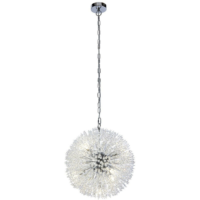 Sunburst 7 Light Pendant Chrome, Glass Beads - Searchlight