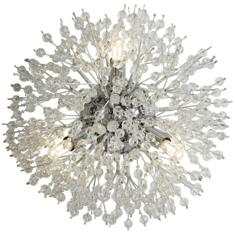 Searchlight Sunburst Applique murale 3 lumières Chrome, perles de verre