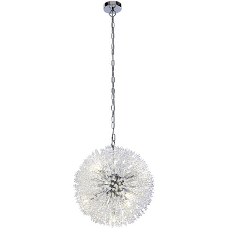 Searchlight Sunburst Lampadario a 7 luci cromato, perle di vetro