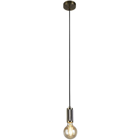Searchlight Suspension Cavo in ottone anticato, cavo intrecciato in oro
