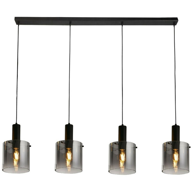 Sweden 4 Light Bar Pendant Black, Smoked Ombre Glass - Searchlight