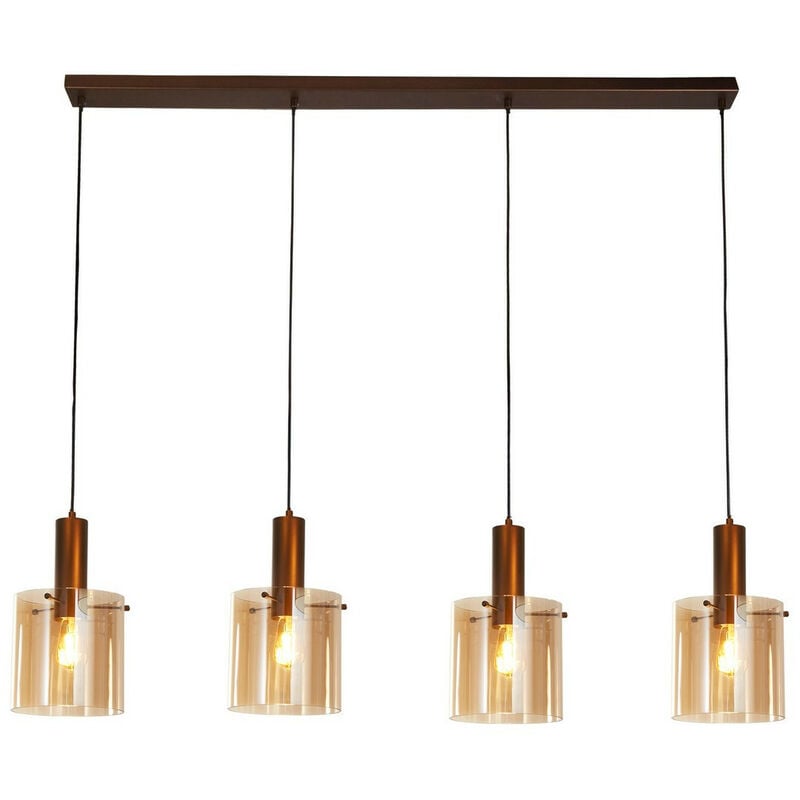 Sweden 4 Light Bar Pendant Mocha, Amber Glass - Searchlight